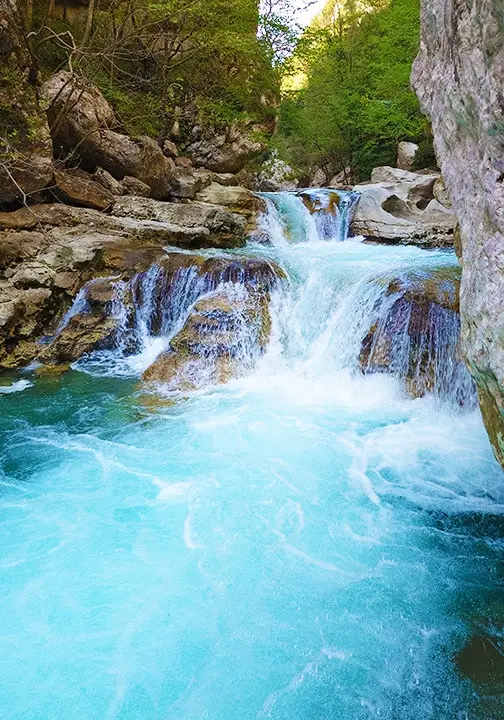 Waterfalls and slides in the Gorges du Loup canyon - Les Geckos