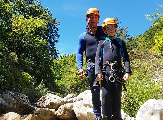 Grand father and son in canyoning - Les Geckos